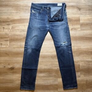 Diesel Buster‎ Jeans Men 29x30 Blue Slim Tapered Stretch Dark Indigo Faded 0607A